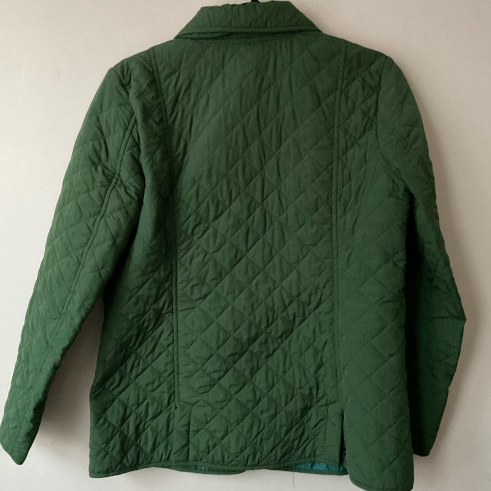 J Jill Quilted Jacket Small Green Lightweight Pockets Button Up Diamond women’s - Picture 2 of 8